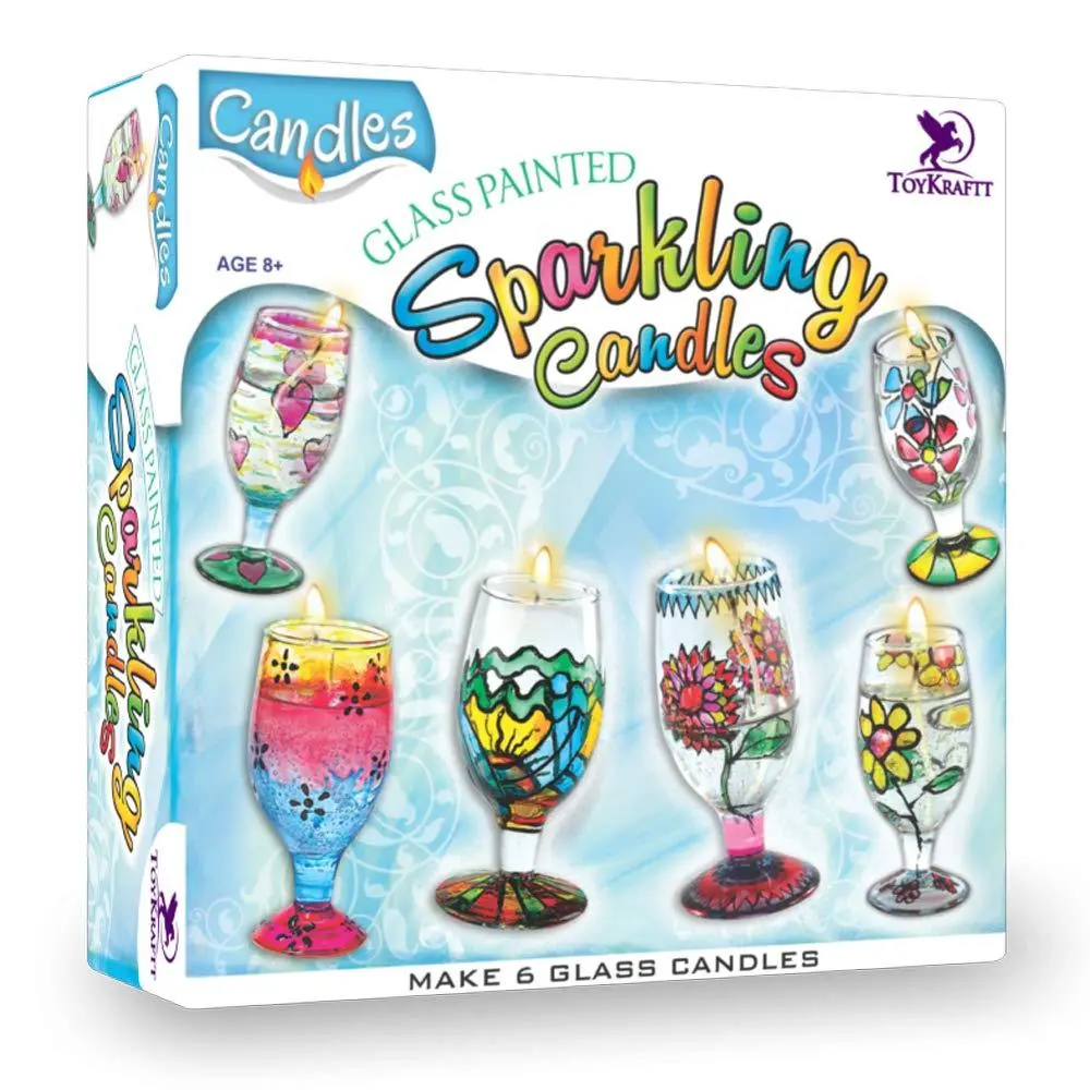 Toykraft Glass Painted Sparkling Gel Candles 1