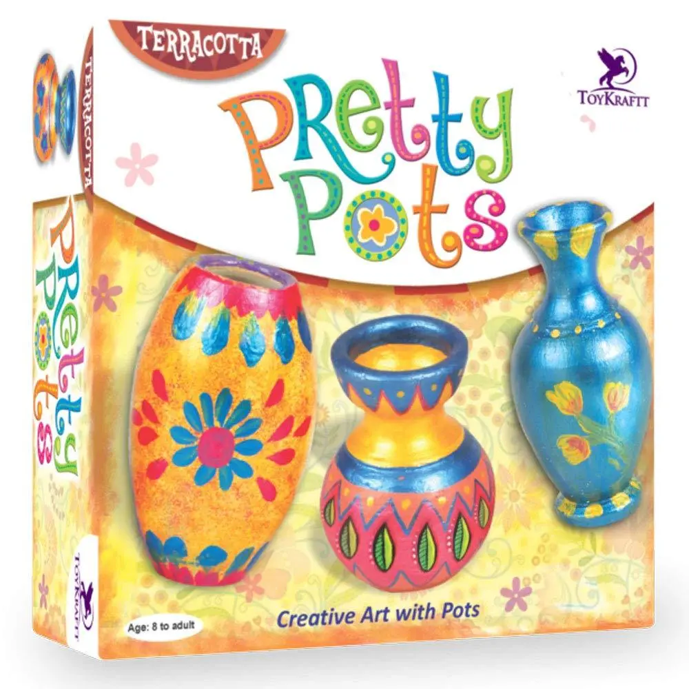 Toykraft Terracotta Pretty Pots - Diy Painting Kit For Kids Ages 8-15 Years 1