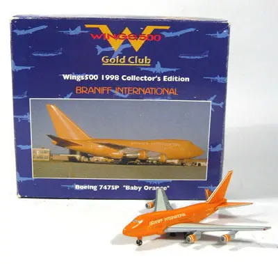Herpa Wings 1/500 Braniff International &Quot;Baby Orange&Quot; Boeing 747Sp N604bn (511605) 1