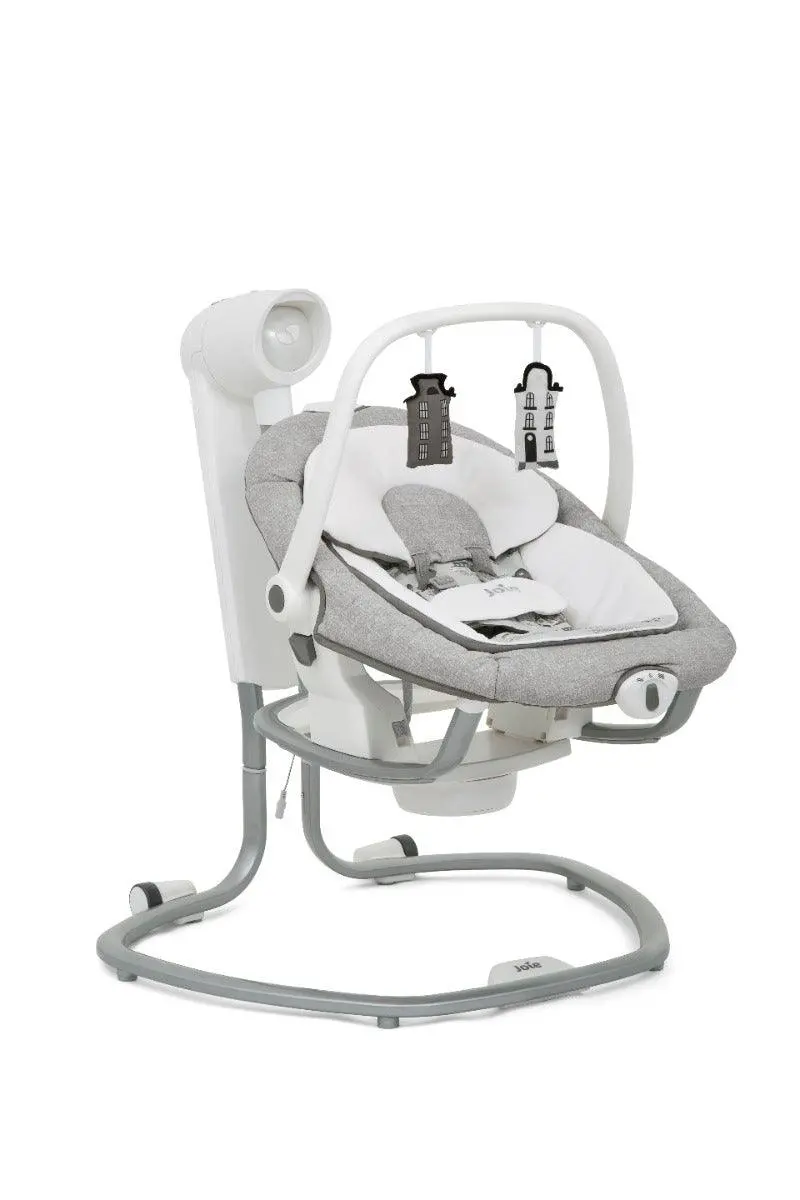 Joie Serina 2 In1 Electric Swing Petite City - Rocker And Bouncer With Three Position Recline For Toddler Ages 0-1 Years 1