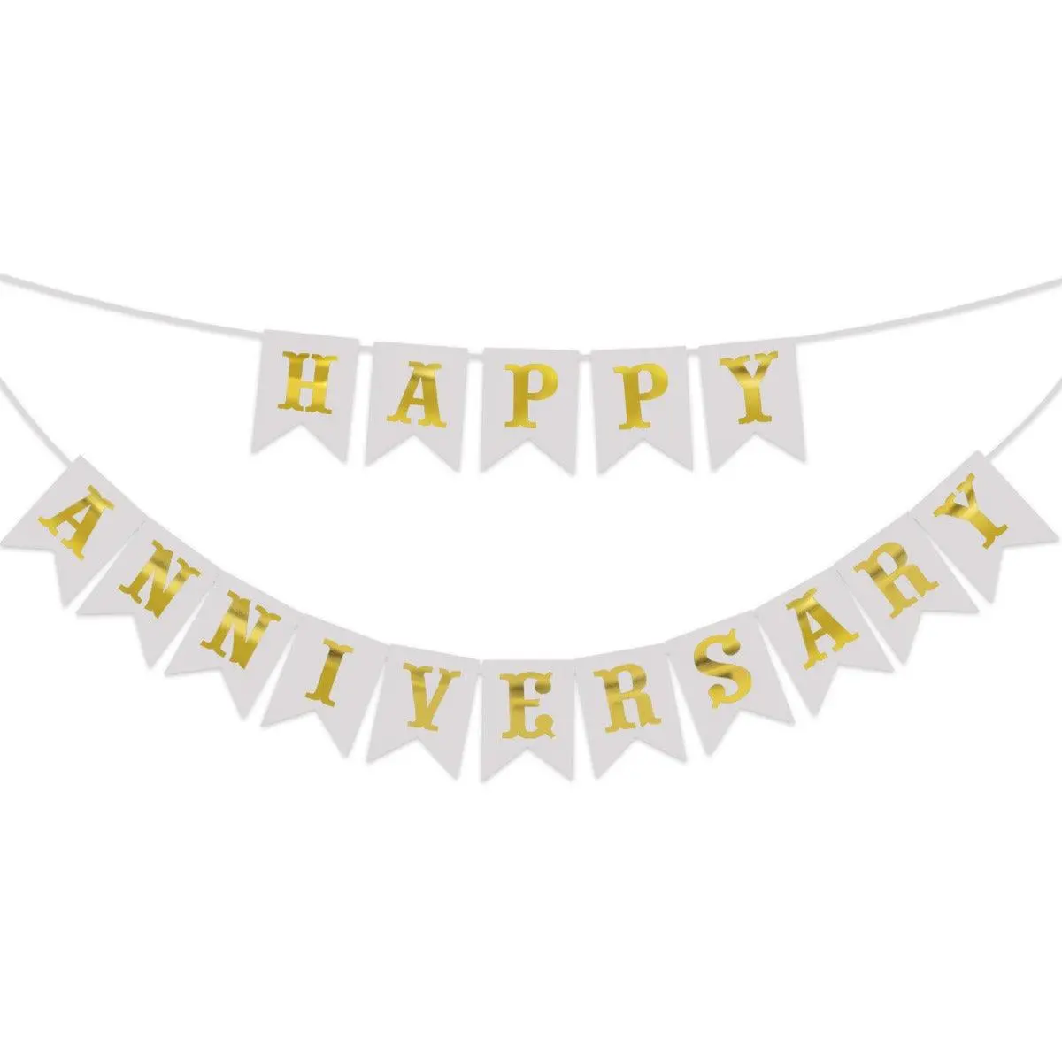 Partycorp White & Gold Happy Anniversary Printed Wall Banner Decoration Set 1
