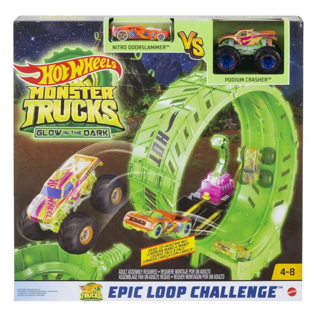 Hot Wheels Monster Trucks Glow-In-The Dark Epic Loop Challenge Playset For Ages 4+ 1