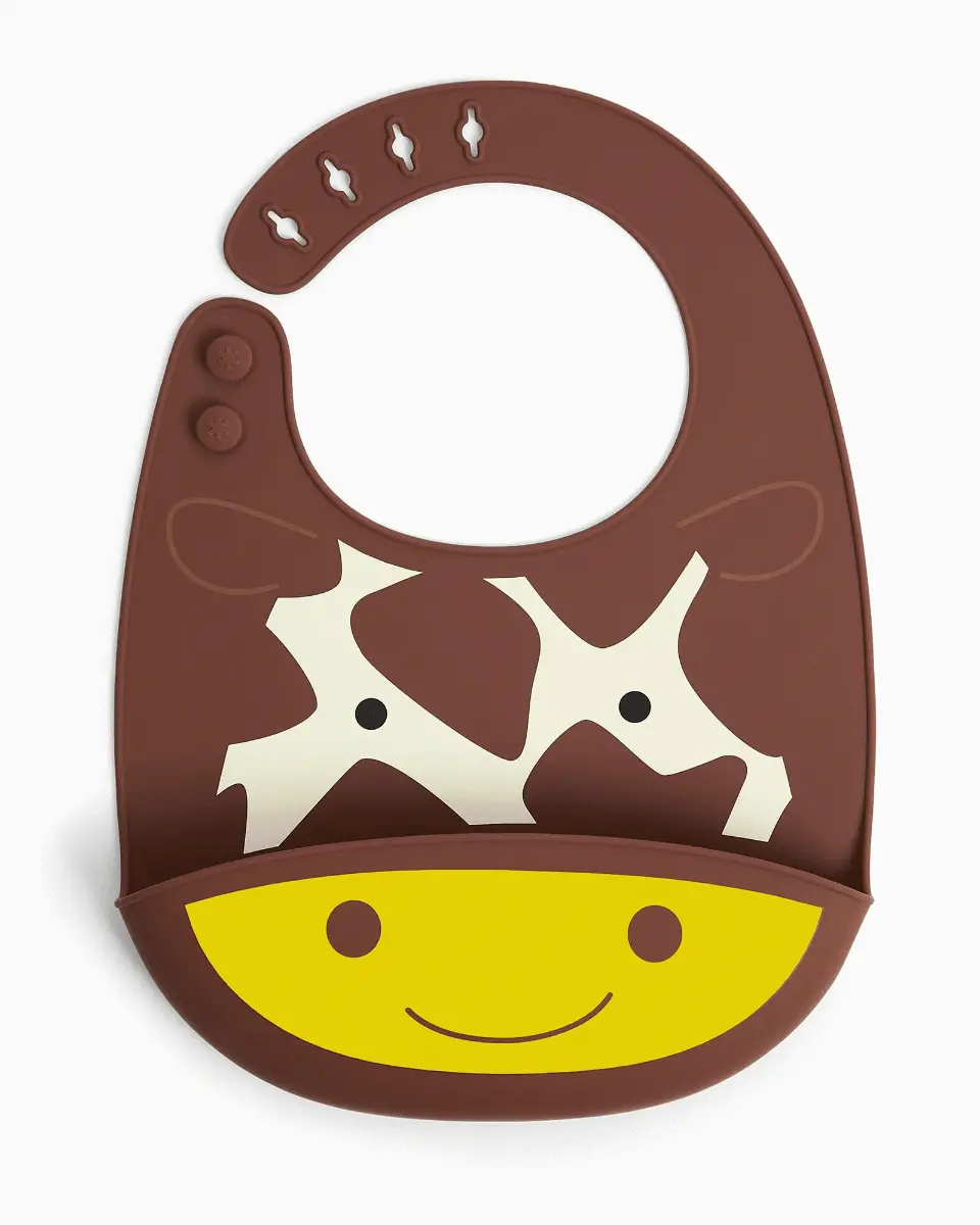 Skip Hop Zoo Fold & Go Silicone Bib Giraffe - Feeding Accessory For Ages 1-3 Years 1