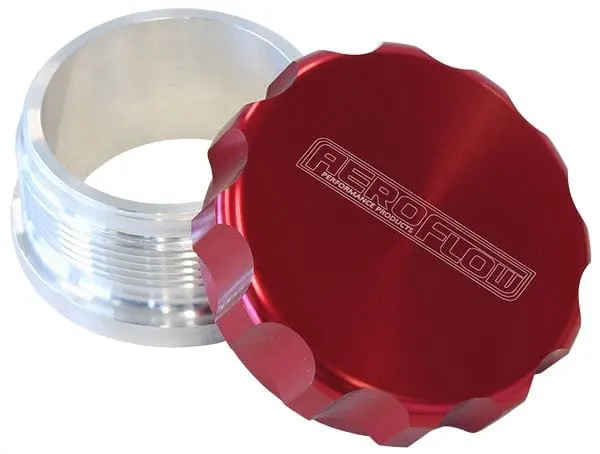 3" Billet Aluminum Weld-On Fuel Filler Neck With Red Anodized Cap 1