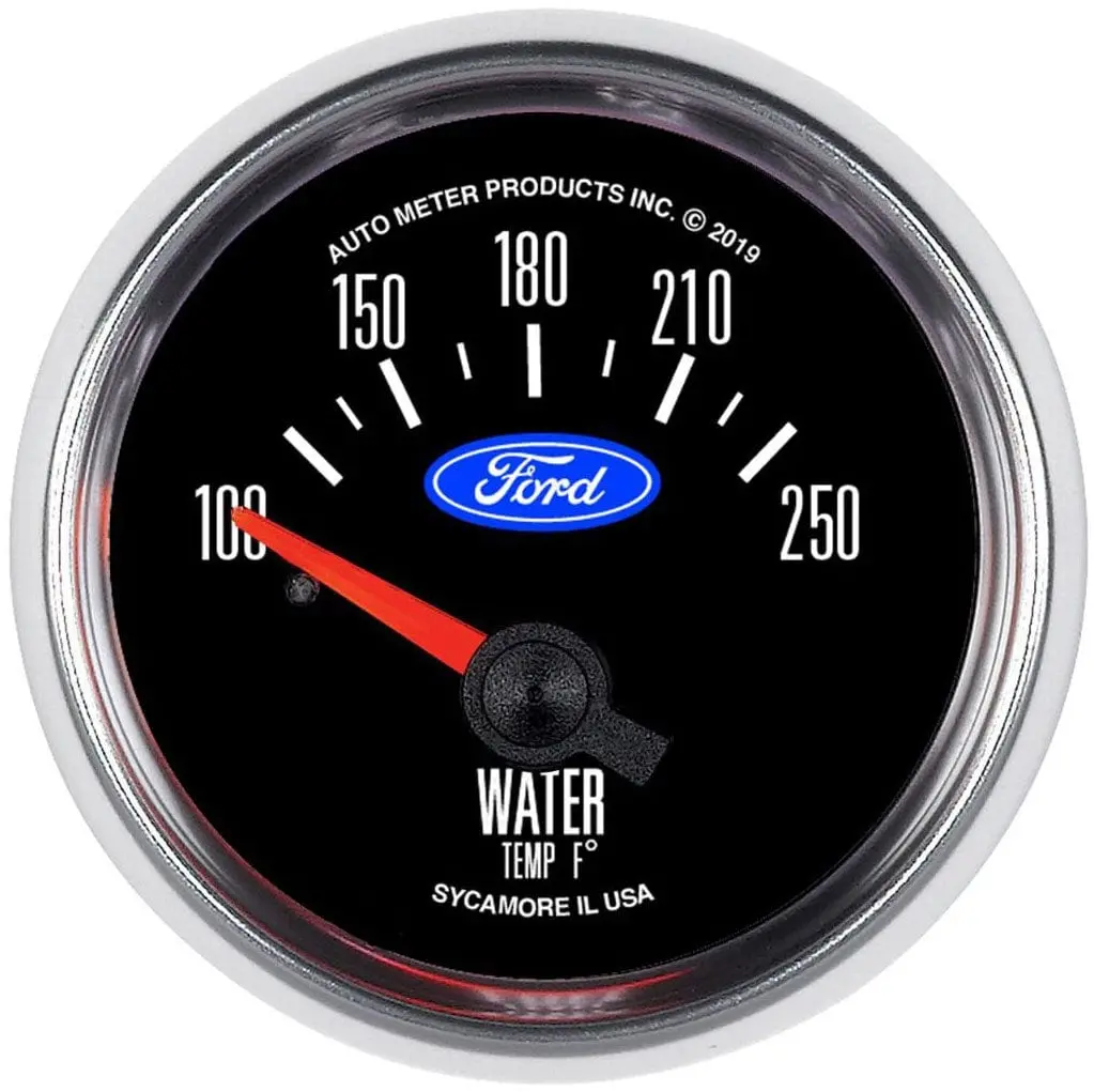 Ford Logo Series Au880822 2-1/16" Electric Water Temperature Gauge – Chrome Bezel Design 1