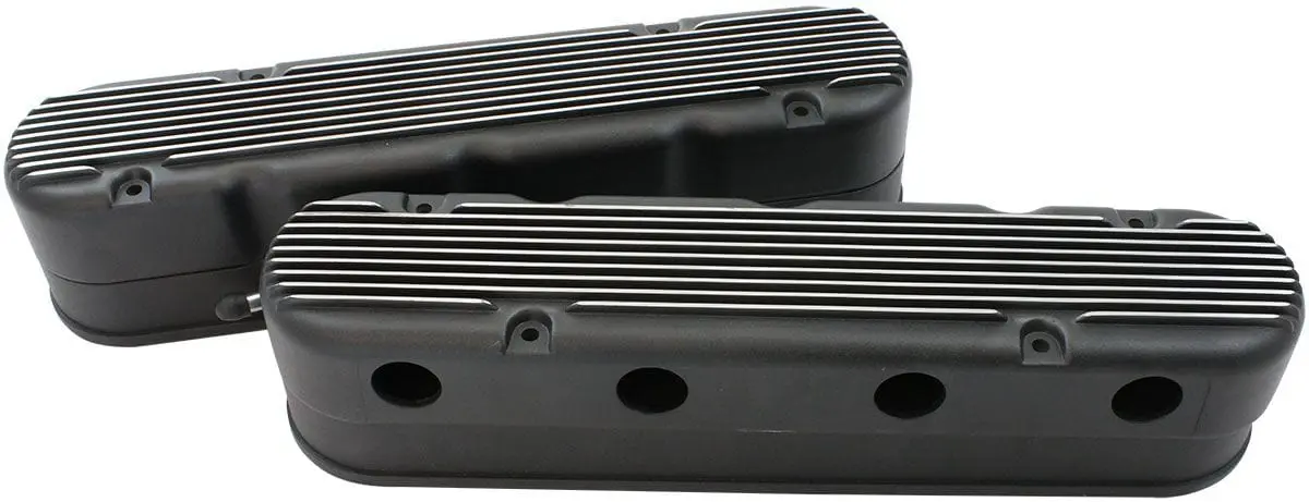 Gm Ls Two-Piece Retro Finned Valve Covers – Matte Black Finish 1