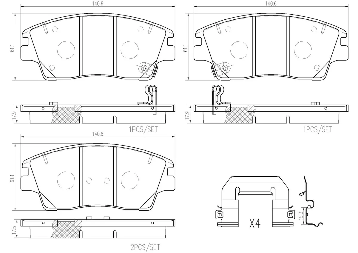 Brembo P30096N Ceramic Nao Brake Pads 1
