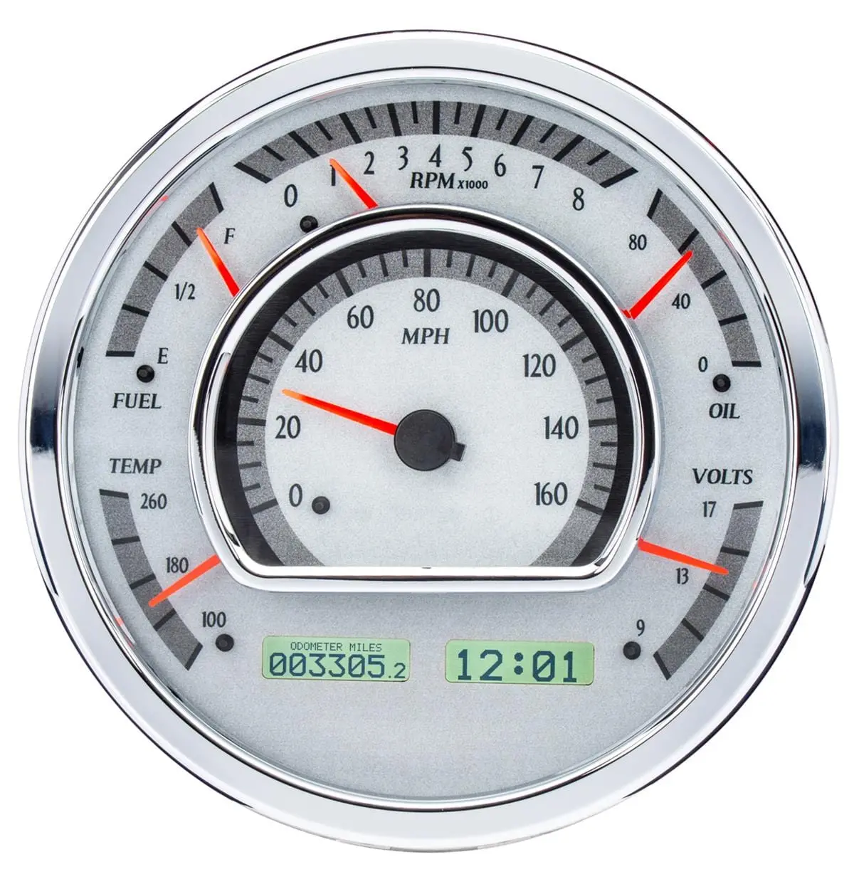Dakota Digital Vhx-1021-S-W Multi-Function Round Analog Gauge Kit With Led Backlighting 1